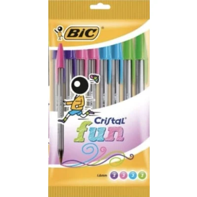 Image of Bic Cristal Original Ballpoint Pens, Smudge free with Medium Point, Ideal for Office and School, Pack of 8 (Cristal Fun, Assorted Ink (1.6mm))