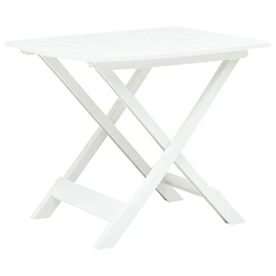 Image of vidaXL Versatile White Folding Garden Table, Plastic Outdoor Table with Slatted Design, Weather Resistant, No Assembly Needed, Perfect for Patio or Deck