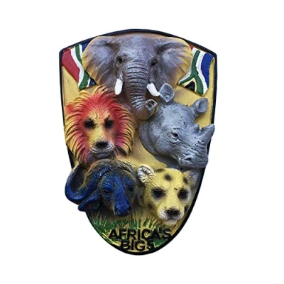 Image of 3D South Africa Big 5 Animals Refrigerator Magnet Tourist Travel Souvenirs Handmade Resin Craft Magnetic Stickers Home Kitchen Decoration Fridge Collection Gift