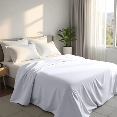 Image of Utopia Bedding Flat Sheet Super King Size Easy Care Soft Brushed Polyester Microfiber Fabric Wrinkle, Shrinkage, and Fade Resistant White