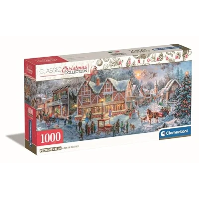 Image of Clementoni Jigsaw Puzzle Panorama Getting Ready For Christmas 1000 Pieces Compact Box, Poster Included, Adults 14 99 Years, Gift Men/Women, Made In Italy, 39927