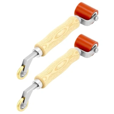 Image of QWORK Seam Roller, 2 Pcs 40mm Silicone Roller with 6mm Brass Detail Penny Smoothing Tool for PVC/TPO/EPDM Single Ply Roofing Tape