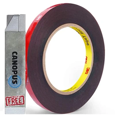Image of CANOPUS Professional 3M Double Sided Tape Heavy Duty, 4218P (6.35mm x 4.5m) Waterproof Foam Tape, Automotive, Ideal for LED Strips, Outdoor, Indoor Use