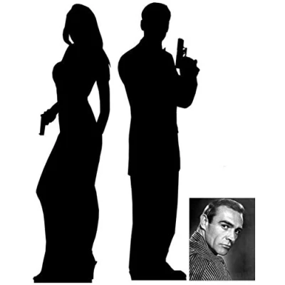 Image of Secret Agent Male / Female Silhouette Double Pack Cardboard 2D Standup Cutout Plus 20x25cm Photo