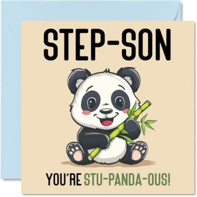 Image of Birthday Cards for Step Son Stu Panda ous Funny Happy Card from Mum Dad, Gifts, 145mm x Joke Greeting Men Him