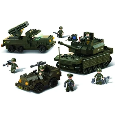 Image of Sluban M38 B6800 Field Battle Forces Army Set with 7 Mini Figures (602 Pieces)