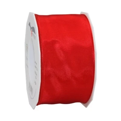 Image of Präsent Lyon Wired Taffeta Ribbon Red 60 mm width, 25 m length