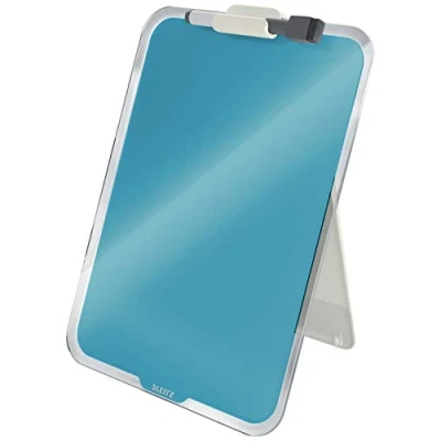 Image of Leitz Glass Dry Wipe Personal Desktop Easel Whiteboard, Cosy Range, Calm Blue, 39470061