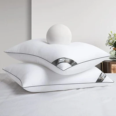 Image of BedStory Pillow 60 x cm Set of 2, Grey Piped Luxury Design Hotel Pillow, Comfort Filled Microfibre to Ensure Your Sleep