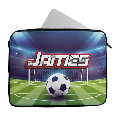 Image of Personalised Any Name Football Design Laptop Case Sleeve Tablet Bag Chromebook Gift 391 (16 17 inch)