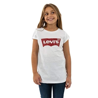 Image of Levi&#039;s Girl&#039;s Lvg Ss Batwing Tee 4e4234 T Shirt, Red / White, 14 Years