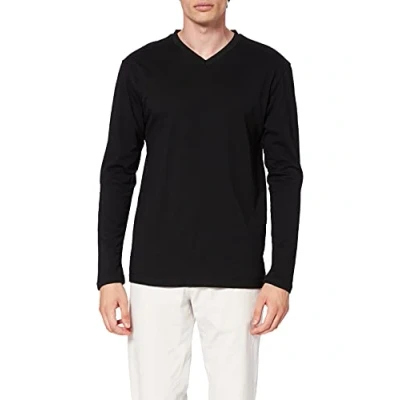 Image of Lower East Men&#039;s Multipack of 5: Long sleeved V Neck Shirt, Black (Pack 5), M