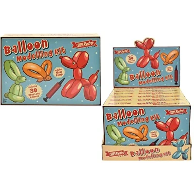 Image of KandyToys SupeRetro Balloon Modelling Kit Includes Pump &amp; Silly Eyes Twisting Balloons For Birthdays, Parties, Decorations