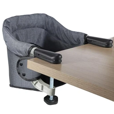 Image of Toogel Hook on Chair, Clip High Fold Flat Storage Portable Baby Feeding Seat, Load Design, Attach to Fast Table Chair Removable Seat for Home and Travel (Grey)
