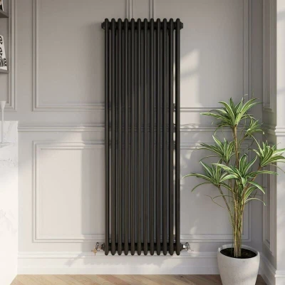 Image of Park Lane Traditional Vertical Colosseum Triple Bar Column Radiator Black 1600 x 560mm