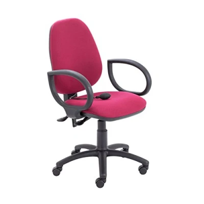 Image of Office Hippo Desk Chair, Ergonomic Home &amp; Chair With Adjustable Seat, Back Lumbar Pump For Comfort Support, Computer Fixed Arms Daily Use Claret Red