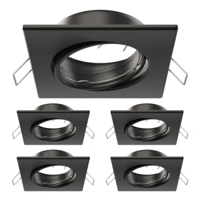 Image of ledscom.de 5 pcs recessed Ceiling Frame RIR, Angular, swivelling, Black matt