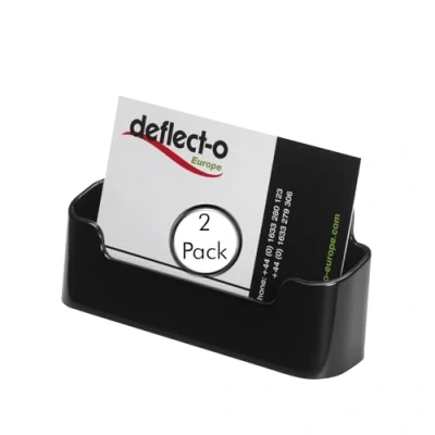 Image of Deflecto Pack of 2 Single Pocket Landscape Countertop Business Card Holder for Desk in Black Holders