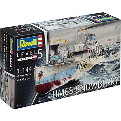 Image of Revell 05132 Flower Class Corvette &quot;HMCS Snowberry&quot; 1:144 Scale Unbuilt/Unpainted Plastic Model Kit, Multi color, 43.9 cm length