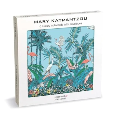 Image of Pack of 6 Notecards Artistic Birds Design by Mary Katrantzou Special Finishes General Cards Suitable for Birthday and Other Occasions Made in the UK Eco Friendly