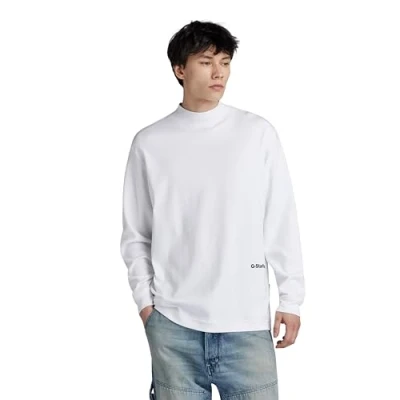 Image of G STAR RAW Men&#039;s Mock Neck Loose T shirt, White (white D23879 C812 110), M