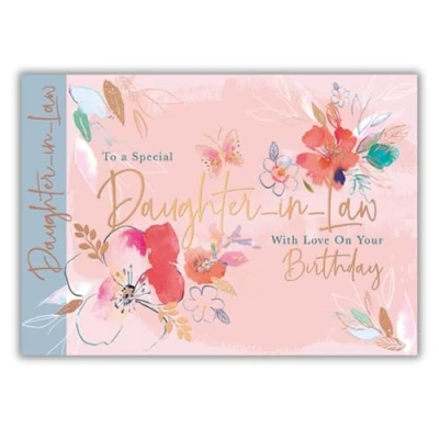 Image of Words &#039;n&#039; Wishes Special Daughter in Law Birthday Card Watercolour Flowers with Foiled Details Eco Friendly