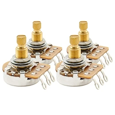 Image of Musiclily Pro HD A500K+B500K Full Brass Metric Coarse 18 Spline Split Shaft Pots Audio Linear Taper Potentiometers for Epiphone Style Electric Guitar Bass (2A+2B)