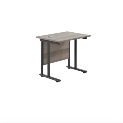 Image of Jemini Rectangular Double Upright Cantilever Desk 800x600x730mm Grey Oak/Black KF820338