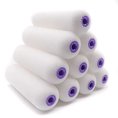 Image of COTTAM High Density Foam Paint Roller Sleeves (Sponge) x10 Mini/Small 4 Inch The Mini Rollers for Painting Gloss, Varnish, Oil