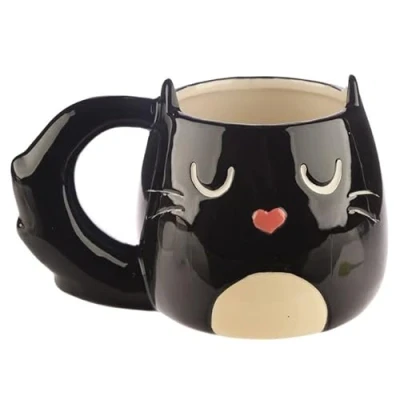 Image of Caribou Living Black Cat Mug 3D Ceramic Novelty Cute Cup 400ml for Hot Drinks, Tea, Coffee, Chocolate