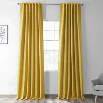 Image of HPD Half Price Drapes Room Darkening Curtains 108 Inches Long for Bedroom &amp; Living (1 Panel), 50 X 108, Solarium Yellow