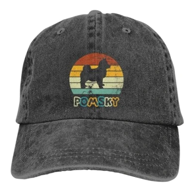 Image of Yaxinduobao Funny Vintage Pomsky Baseball Cap Golf Dad Hat Adjustable Original Classic Low Profile Cotton Men Women