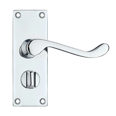 Image of Project Victorian Scroll Door Handles Privacy Set Polished Chrome