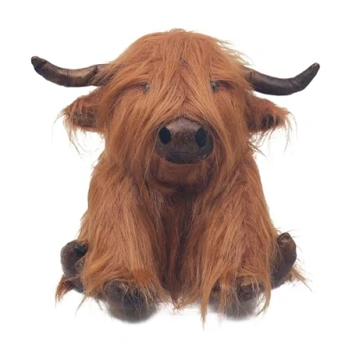 Image of Lesser &amp; Pavey Antique Pals Weighted Animal Doorstop Vintage Effect Lion, Stag, Cockapoo, Pig, Rhino, Hippo and More Designs (Highland Cow)