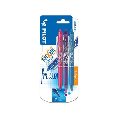 Image of Pilot Frixion Clicker Retractable Erasable Rollerball 0.7 mm Tip Violet/ Pink/ Turquoise, Pack of 3