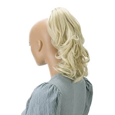Image of CAISHA 14&quot; Natural Wavy Ponytail With Butterfly Clip Hairpiece Heat resistant Synthetic Fibres Light Blond H134