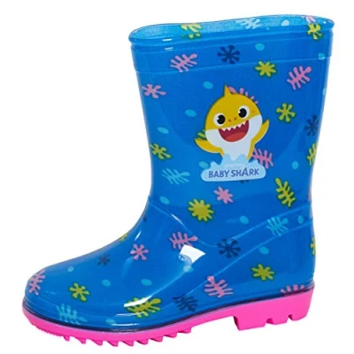 Image of Pinkfong Baby Shark Wellington Boots Girls Character Rain Wellies Snow Kids Shoes Blue 10 UK Child