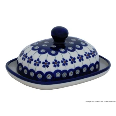 Image of Bunzlauer Butter Dish Small Oval 1/2 Dekor 166 a