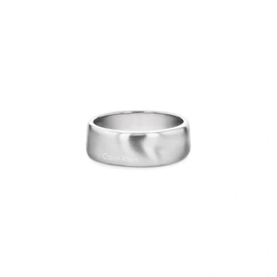 Image of Calvin Klein Men&#039;s CK METALLIC WAVES Collection Ring in Stainless Steel and with GunMetal Ion Plating (IP)