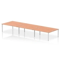 Image of Impulse Bench B2B 6 Person 1800 Silver Frame Office Desk Beech