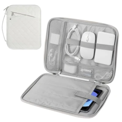 Image of MoKo 9 11 inch Tablet Sleeve Carrying Case with Handle, Padded Protective Travel Bag for New iPad Air/Pro 2024, 10th Gen 10.9, Air 5/4th 9/8th 10.2, Tab S9/S8 11, Cream