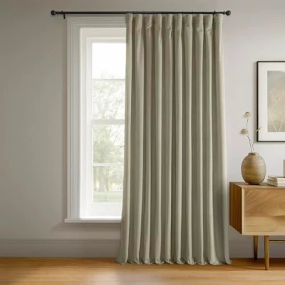 Image of HPD Half Price Drapes Signature Velvet Thermal Blackout Curtains for Living Room 108 Inch Long (1 Panel) Rod Pocket Insulated Bedroom Window Curtains, 100W x 108L, Cool Beige