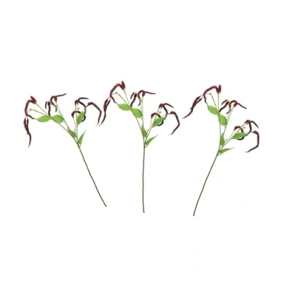 Image of FloristryWarehouse Pack of 3 Artificial Catkin and Leaf Sprays 69cm/27 Inch Deep Red