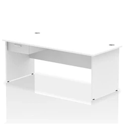 Image of Impulse 1800x800 Desk White Top Panel End 1x1 Drawer Fixed Ped