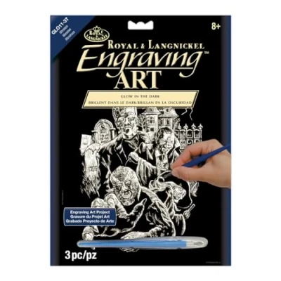 Image of Royal &amp; Langnickel Glow In The Dark Engraving Art A4 Size Monster Designed Painting Set