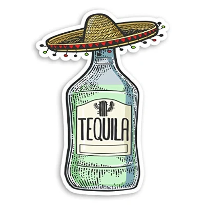 Image of 2 x 10cm Tequila Bottle Vinyl Stickers Drink Joke Funny Laptop Sticker #30955 (10cm Tall)