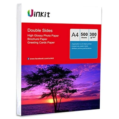 Image of A4 Double Sided High Glossy Photo Paper Inkjet 300Gsm Thick Uinkit 500sheets for Printing Only