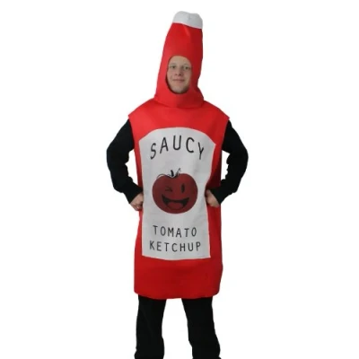 Image of TOMATO KETCHUP BOTTLE FANCY DRESS COSTUME RED SAUCE NOVELTY FUN SAUCY