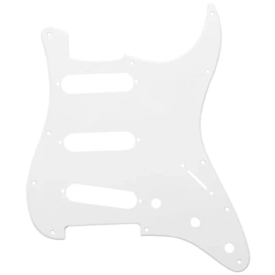 Image of Musiclily 11 Hole SSS Strat Pickguard Scratch Plate for Fender USA/Mexican Standard Stratocaster Modern Style Electric Guitar, 1Ply White