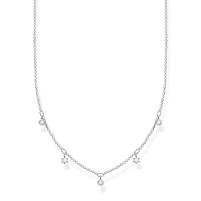 Image of Thomas Sabo Sterling Silver 925 White Stone Necklace of Length 40 45cm
